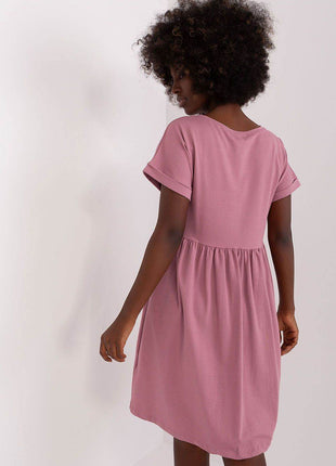 Cotton Flared Everyday Dress with Short Sleeves - MimiStylez