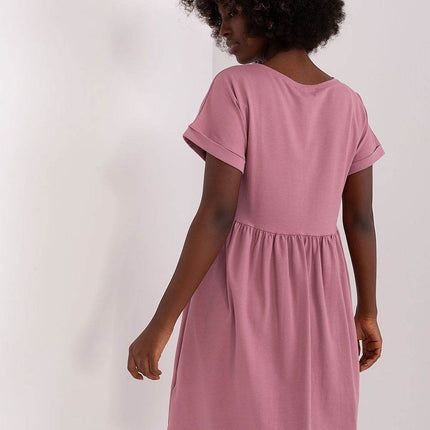 Cotton Flared Everyday Dress with Short Sleeves - MimiStylez