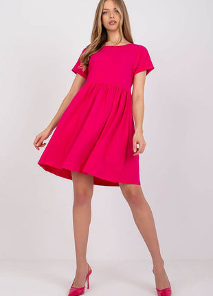 Cotton Flared Everyday Dress with Short Sleeves - MimiStylez