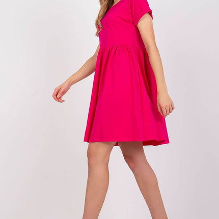 Cotton Flared Everyday Dress with Short Sleeves - MimiStylez