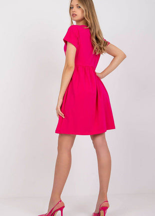 Cotton Flared Everyday Dress with Short Sleeves - MimiStylez