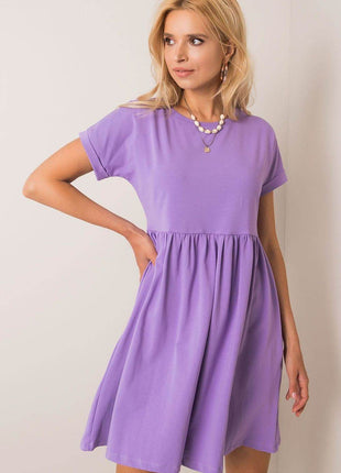 Cotton Flared Everyday Dress with Short Sleeves - MimiStylez