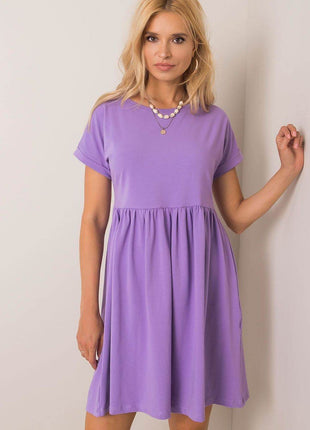 Cotton Flared Everyday Dress with Short Sleeves - MimiStylez
