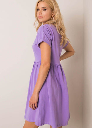 Cotton Flared Everyday Dress with Short Sleeves - MimiStylez