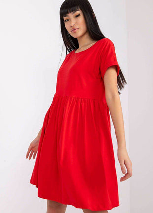 Cotton Flared Everyday Dress with Short Sleeves - MimiStylez