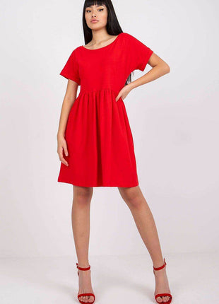 Cotton Flared Everyday Dress with Short Sleeves - MimiStylez