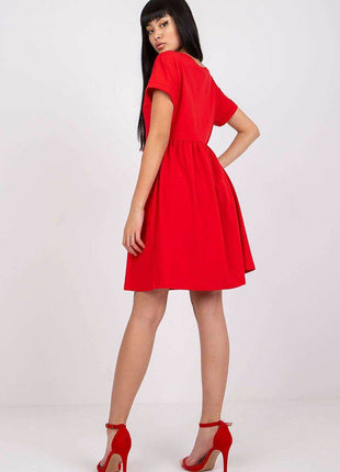 Cotton Flared Everyday Dress with Short Sleeves - MimiStylez