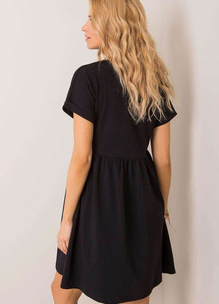 Cotton Flared Everyday Dress with Short Sleeves - MimiStylez