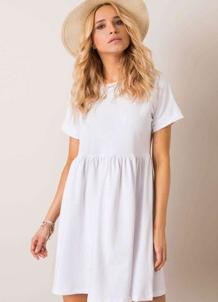 Cotton Flared Everyday Dress with Short Sleeves - MimiStylez