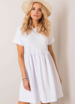 Cotton Flared Everyday Dress with Short Sleeves - MimiStylez