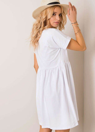 Cotton Flared Everyday Dress with Short Sleeves - MimiStylez