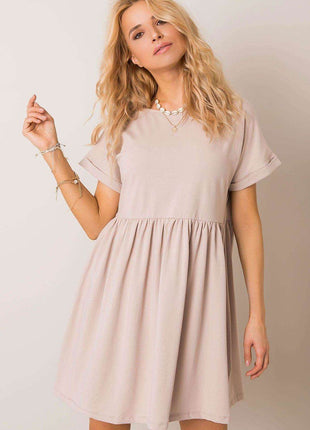 Cotton Flared Everyday Dress with Short Sleeves - MimiStylez