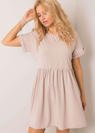 Cotton Flared Everyday Dress with Short Sleeves - MimiStylez