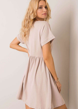 Cotton Flared Everyday Dress with Short Sleeves - MimiStylez