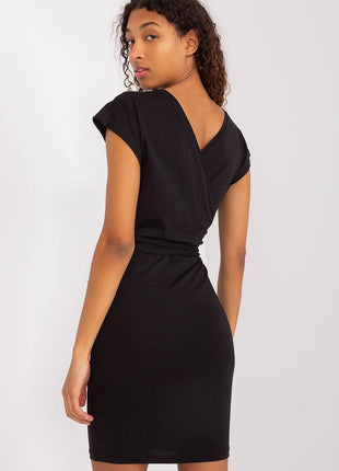 Cotton Summer Pencil Cotton Dress with Tie Belt and Envelope Neckline - MimiStylez