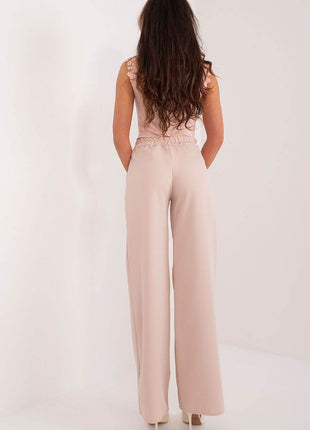 Women’s Elegant High-Waist Unbuttoned Pants – Classic Straight Leg, Side Pockets - MimiStylez