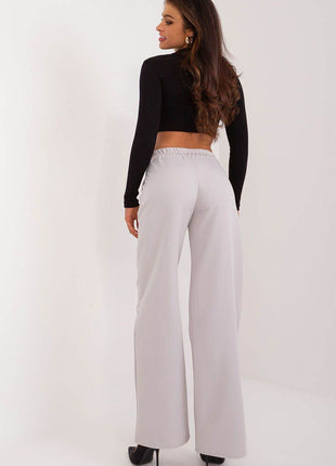Women’s Elegant High-Waist Unbuttoned Pants – Classic Straight Leg, Side Pockets - MimiStylez