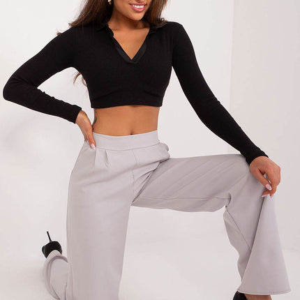 Women’s Elegant High-Waist Unbuttoned Pants – Classic Straight Leg, Side Pockets - MimiStylez