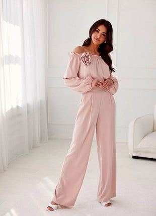 Satin Spanish Blouse with Rose Detail & Comfortable Elastic Fit - MimiStylez