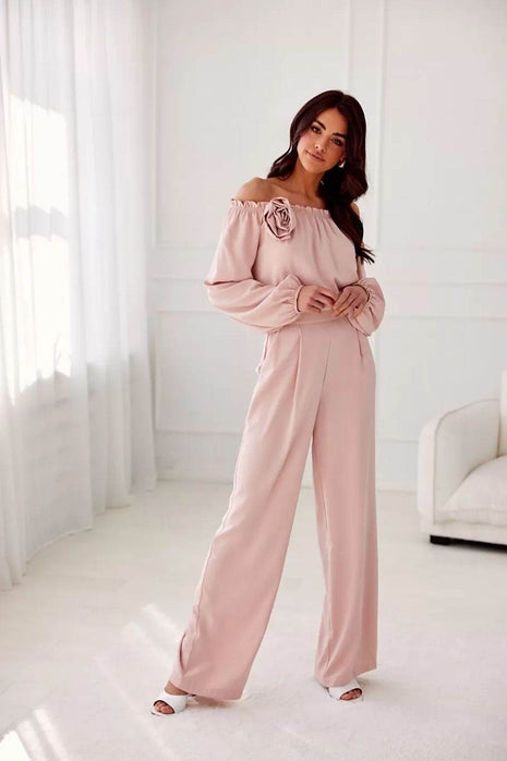 Satin Spanish Blouse with Rose Detail & Comfortable Elastic Fit - MimiStylez