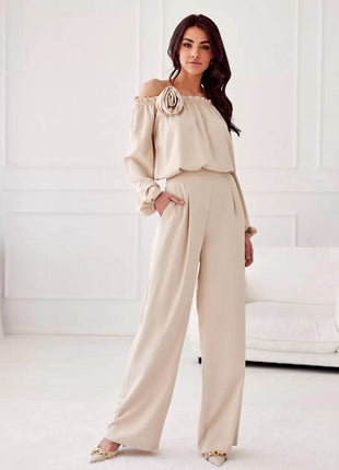 Satin Spanish Blouse with Rose Detail & Comfortable Elastic Fit - MimiStylez