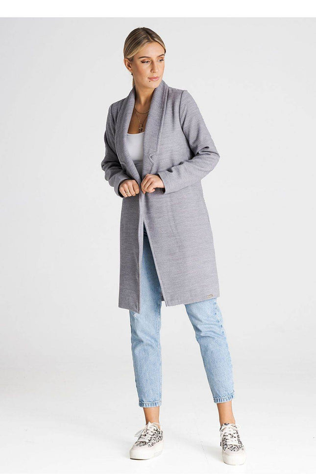 Versatile Open-Front Coat with Large Lined Collar & Optional Belt – Side Pockets - MimiStylez