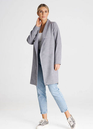 Versatile Open-Front Coat with Large Lined Collar & Optional Belt – Side Pockets - MimiStylez