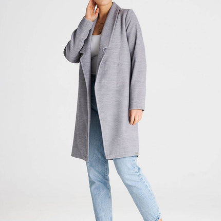 Versatile Open-Front Coat with Large Lined Collar & Optional Belt – Side Pockets - MimiStylez
