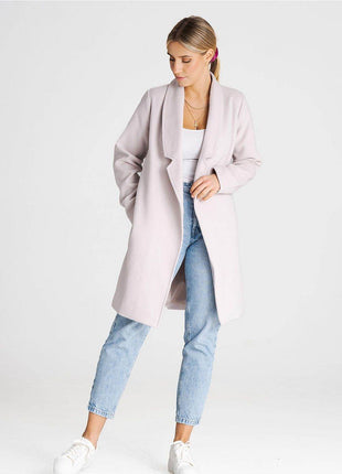Versatile Open-Front Coat with Large Lined Collar & Optional Belt – Side Pockets - MimiStylez
