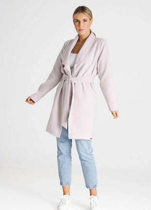 Versatile Open-Front Coat with Large Lined Collar & Optional Belt – Side Pockets - MimiStylez