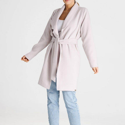 Versatile Open-Front Coat with Large Lined Collar & Optional Belt – Side Pockets - MimiStylez