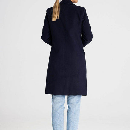 Classic Knee-Length Coat with Padded Collar & Button Closure – Fully Lined - MimiStylez