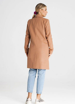 Classic Knee-Length Coat with Padded Collar & Button Closure – Fully Lined - MimiStylez