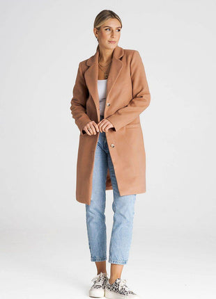 Classic Knee-Length Coat with Padded Collar & Button Closure – Fully Lined - MimiStylez