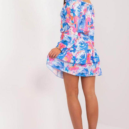 Flared Mini Summer Dress with Colorful Print and Ruffle Hem - MimiStylez