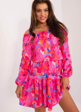 Flared Mini Summer Dress with Colorful Print and Ruffle Hem - MimiStylez