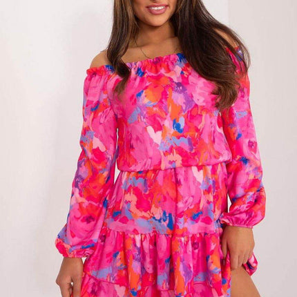 Flared Mini Summer Dress with Colorful Print and Ruffle Hem - MimiStylez