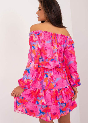 Flared Mini Summer Dress with Colorful Print and Ruffle Hem - MimiStylez