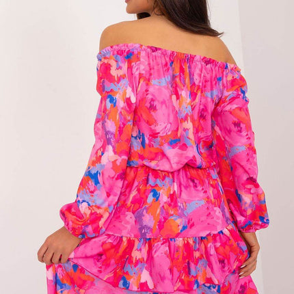 Flared Mini Summer Dress with Colorful Print and Ruffle Hem - MimiStylez