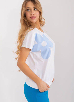 Cotton Floral Print Casual Blouse with Short Sleeves - MimiStylez