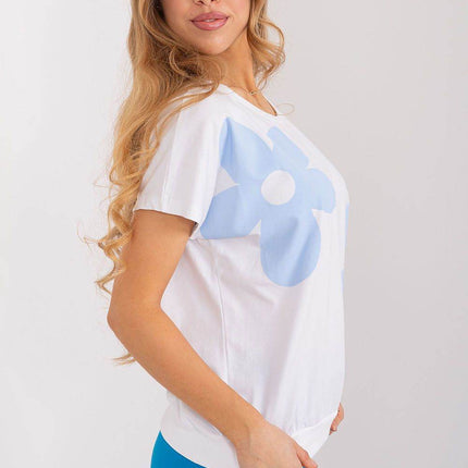 Cotton Floral Print Casual Blouse with Short Sleeves - MimiStylez