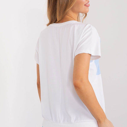 Cotton Floral Print Casual Blouse with Short Sleeves - MimiStylez