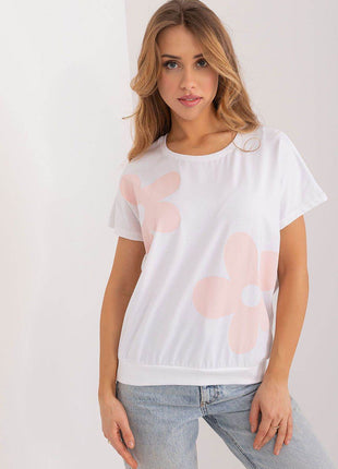 Cotton Floral Print Casual Blouse with Short Sleeves - MimiStylez