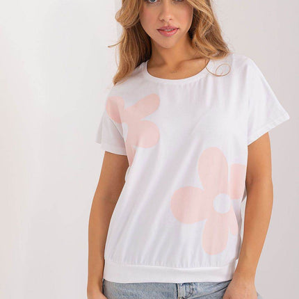 Cotton Floral Print Casual Blouse with Short Sleeves - MimiStylez