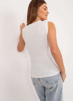 Sleeveless Ribbed Top with Fabric Flower – Casual Elegance - MimiStylez