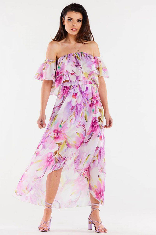 Long Asymmetrical Chiffon Skirt with Elastic Waist & Lining - MimiStylez