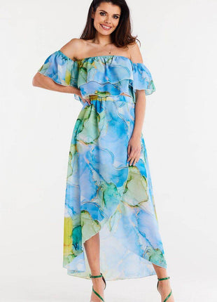 Long Asymmetrical Chiffon Skirt with Elastic Waist & Lining - MimiStylez