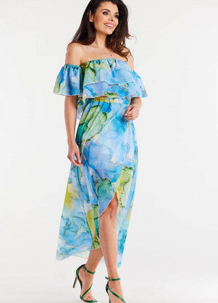 Long Asymmetrical Chiffon Skirt with Elastic Waist & Lining - MimiStylez