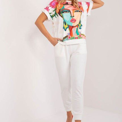 Women’s Velour Co-Ord Set – Printed Short Sleeve Blouse & High-Waist Drawstring Pants - MimiStylez