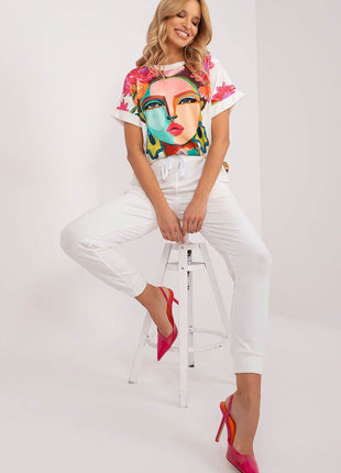 Women’s Velour Co-Ord Set – Printed Short Sleeve Blouse & High-Waist Drawstring Pants - MimiStylez